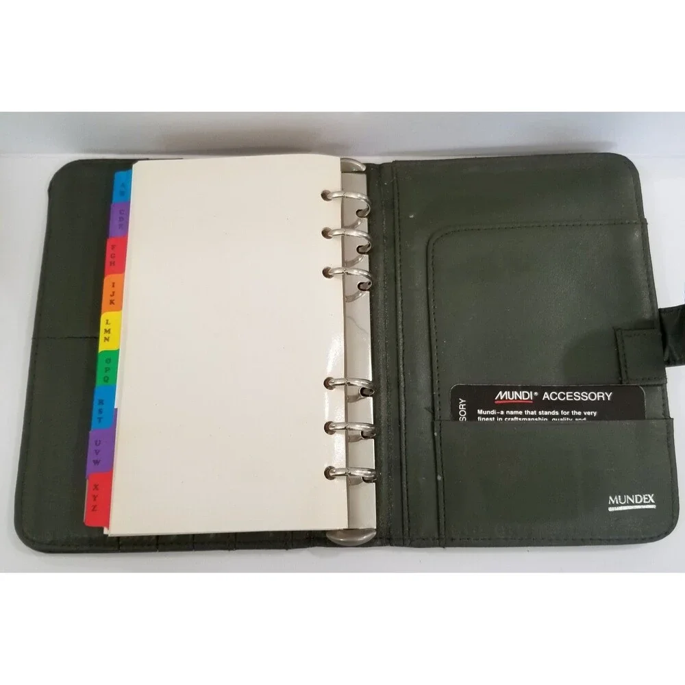 Mundex Dark Green Leather Planner Journal Snap Closure Vintage Unused Like New